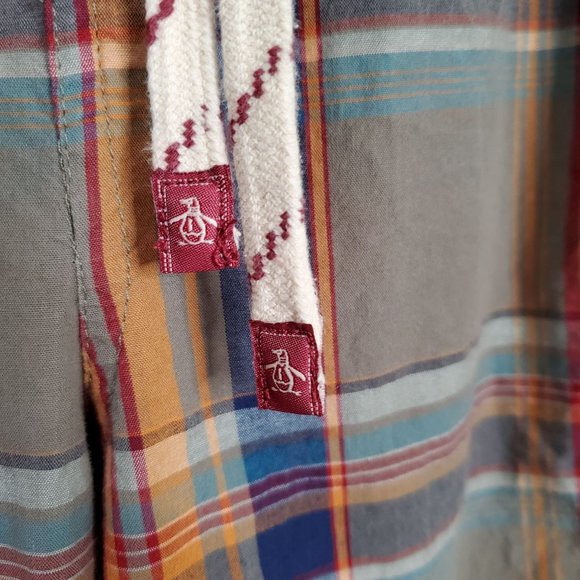 Original Penguin Size S Pants Lounge 100% Cotton Pull On Pajama Plaid Pockets - Picture 8 of 8